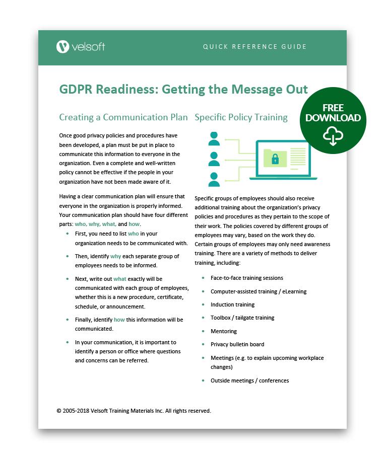 GDPR Readiness Getting the Message Out QRG