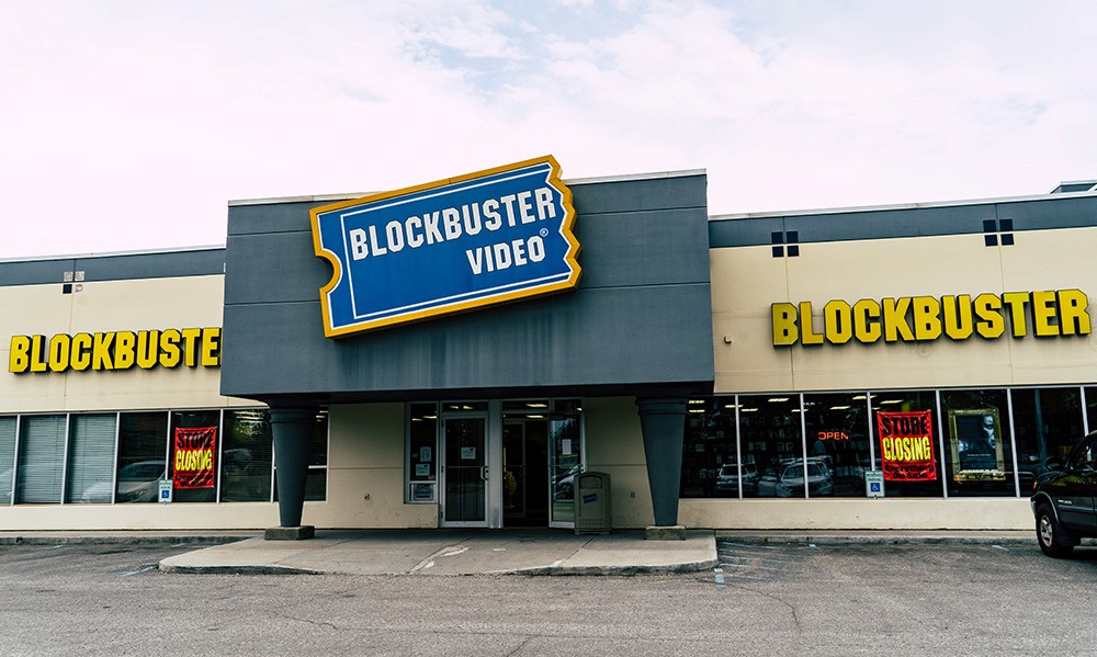 outside of Blockbuster Video store