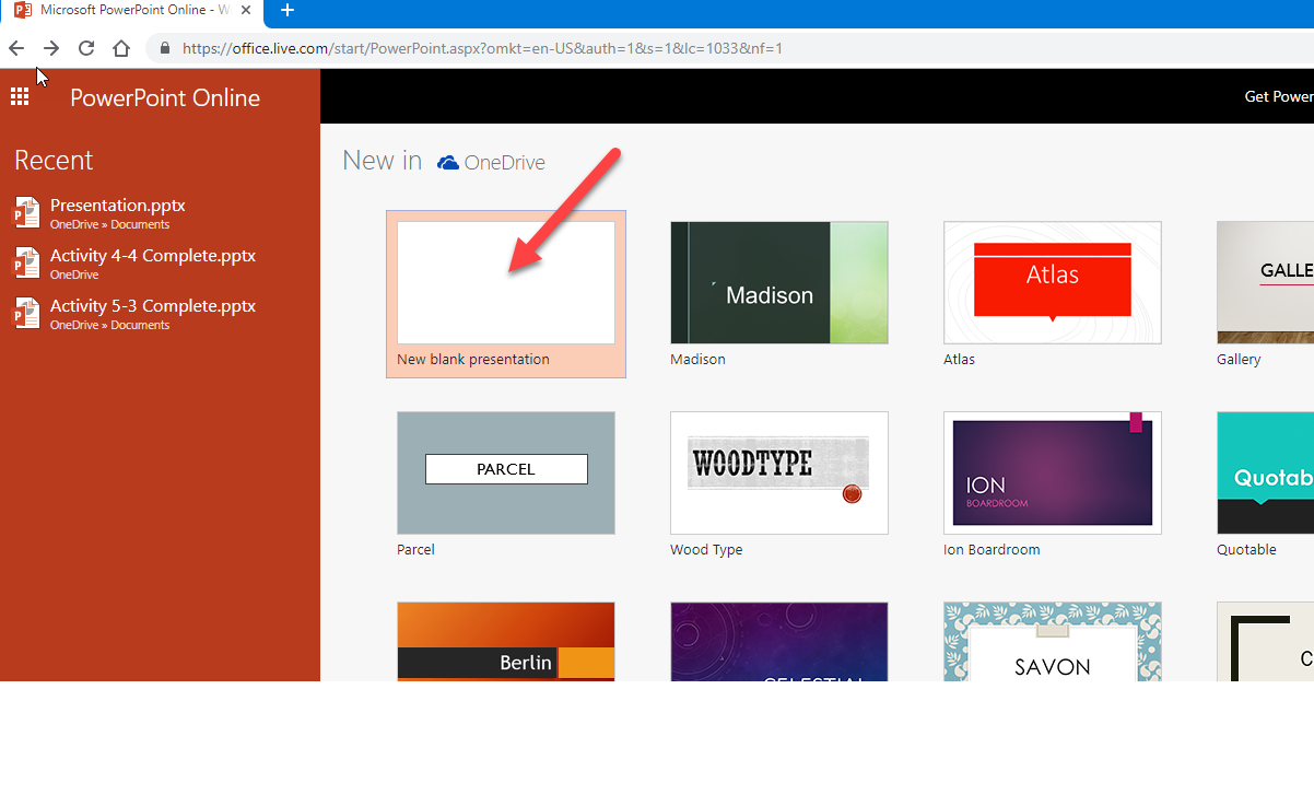 open powerpoint from office 365 in presentation mode